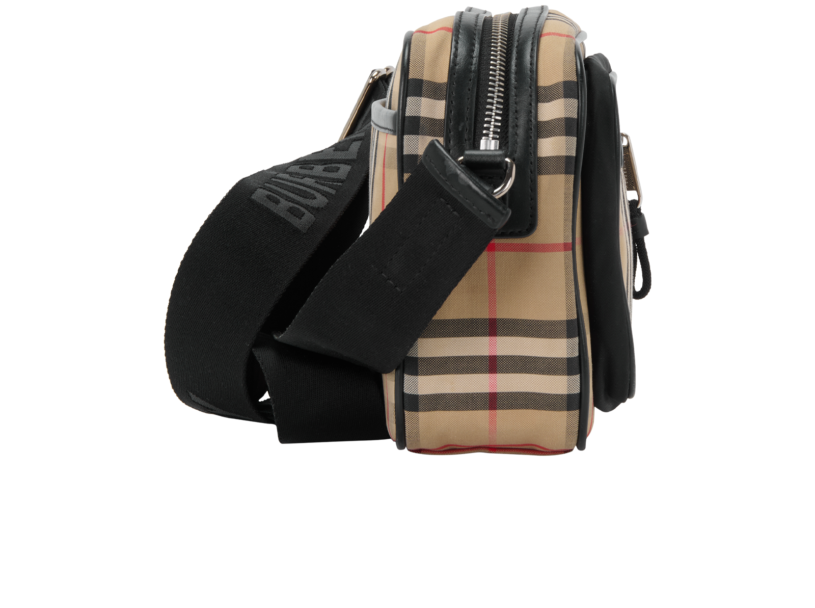 Paddy Check Messenger, &pound;395, Handbags, Black/Brown/Cream/Red, Canvas, Side view